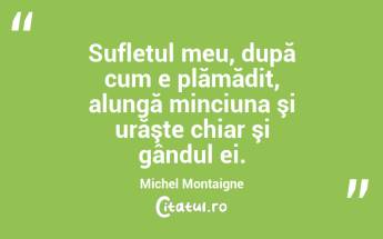 Sufletul meu, după cum e plămădit, alungă minciuna şi urăşte chiar şi gândul ei. Michel Montaigne...