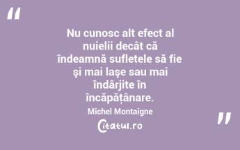 Nu cunosc alt efect al nuielii decât că îndeamnă sufletele să fie şi mai laşe sau mai îndârjite în încăpăţânare. Michel Montaigne...
