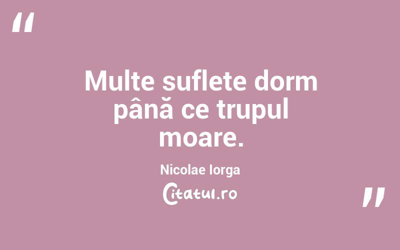Multe suflete dorm până ce trupul moare. Nicolae Iorga
