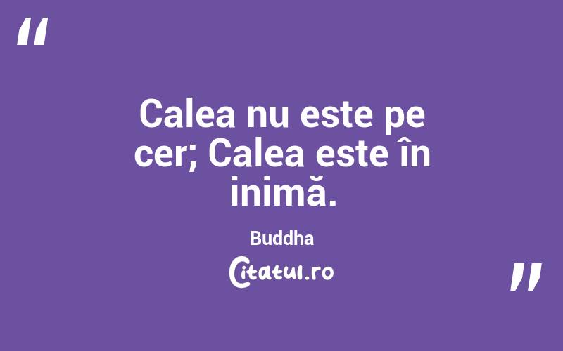 Calea nu este pe cer; Calea este în inimă. Buddha
