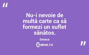 Nu-i nevoie de multă carte ca să formezi un suflet sănătos. Seneca...