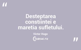 Desteptarea constiintei e maretia sufletului. Victor Hugo...