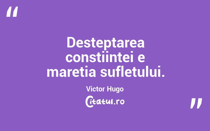 Desteptarea constiintei e maretia sufletului. Victor Hugo

