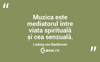 Muzica este mediatorul între viața spirituală și cea senzuală. Ludwig van Beethoven...