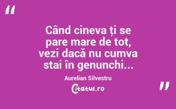 Când cineva ţi se pare mare de tot, vezi dacă nu cumva stai în genunchi... Aurelian Silvestru...