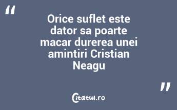 Orice suflet este dator sa poarte macar durerea unei amintiri Cristian Neagu...