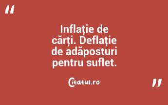 Inflaţie de cărţi. Deflaţie de adăposturi pentru suflet. ...