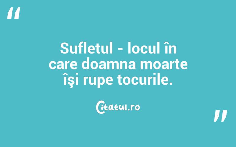Sufletul - locul în care doamna moarte îşi rupe tocurile. 
