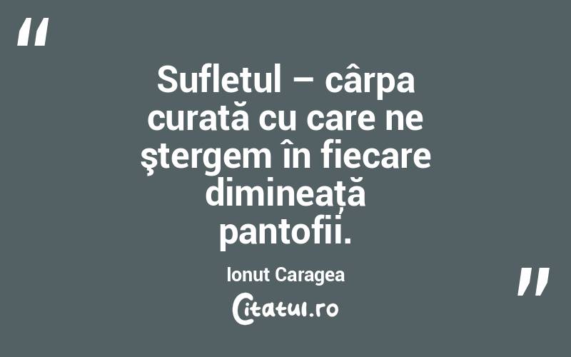 Sufletul – cârpa curată cu care ne ştergem în fiecare dimineaţă pantofii. Ionuț Caragea
