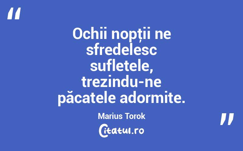 Ochii nopţii ne sfredelesc sufletele, trezindu-ne păcatele adormite. Marius Torok
