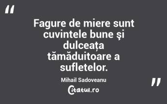 Fagure de miere sunt cuvintele bune şi dulceaţa tămăduitoare a sufletelor. Mihail Sadoveanu...