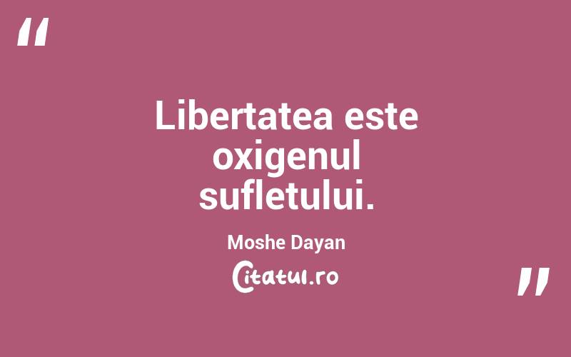 Libertatea este oxigenul sufletului. Moshe Dayan
