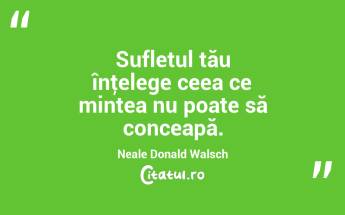 Sufletul tău înţelege ceea ce mintea nu poate să conceapă. Neale Donald Walsch...