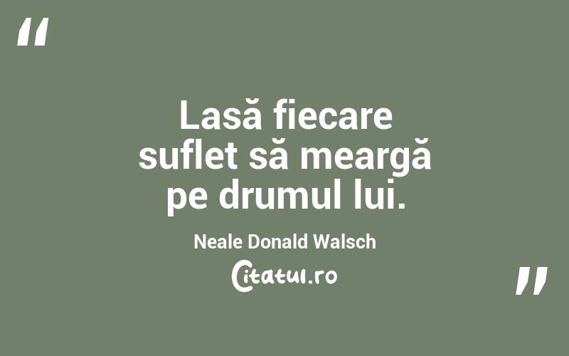 Lasă fiecare suflet să meargă pe drumul lui. Neale Donald Walsch
