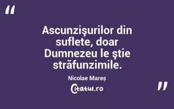 Ascunzişurilor din suflete, doar Dumnezeu le ştie străfunzimile. Nicolae Mareș...