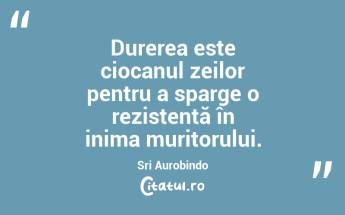 Durerea este ciocanul zeilor pentru a sparge o rezistență în inima muritorului. Sri Aurobindo...