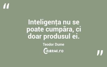Inteligenţa nu se poate cumpăra, ci doar produsul ei. Teodor Dume...