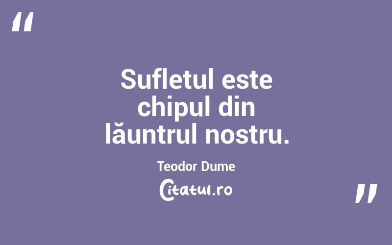 Sufletul este chipul din lăuntrul nostru. Teodor Dume
