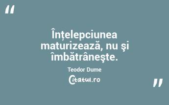 Înţelepciunea maturizează, nu şi îmbătrâneşte. Teodor Dume...