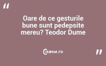 Oare de ce gesturile bune sunt pedepsite mereu? Teodor Dume...