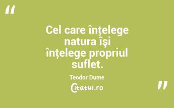 Cel care înţelege natura îşi înţelege propriul suflet. Teodor Dume...