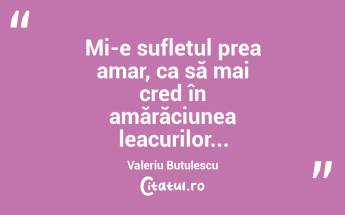 Mi-e sufletul prea amar, ca să mai cred în amărăciunea leacurilor... Valeriu Butulescu...