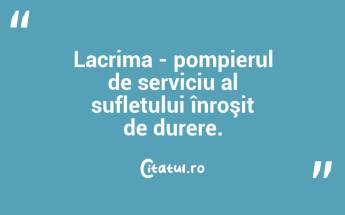 Lacrima - pompierul de serviciu al sufletului înroşit de durere. ...