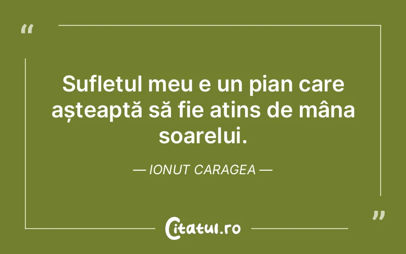Sufletul meu e un pian care așteaptă să fie atins de mâna soarelui. Ionut Caragea