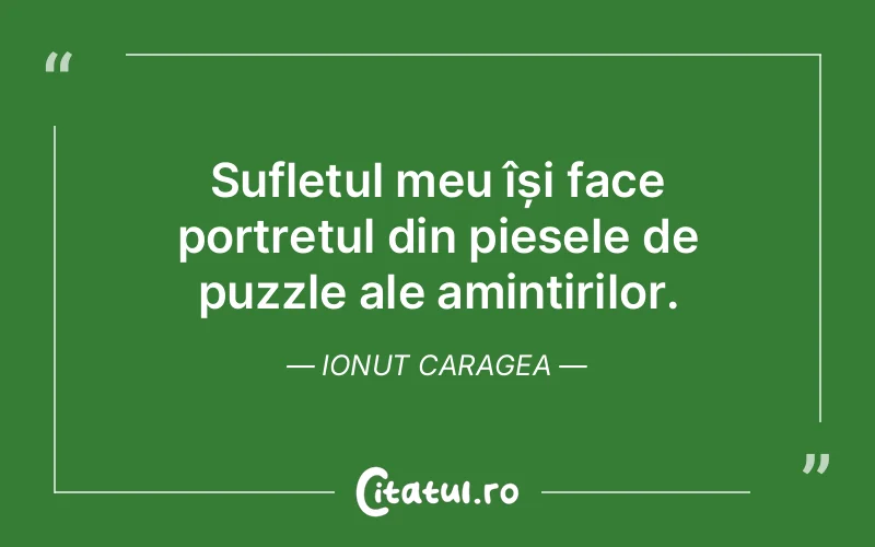 Sufletul meu își face portretul din piesele de puzzle ale amintirilor. Ionut Caragea