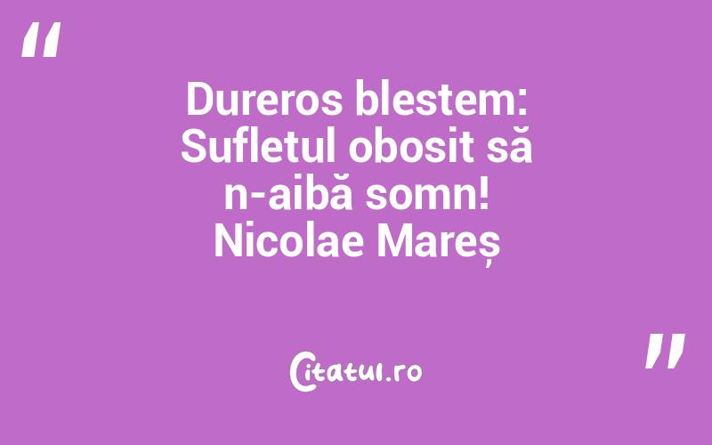 Dureros blestem: Sufletul obosit să n-aibă somn! Nicolae Mareș
