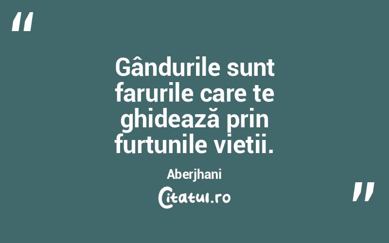 Gândurile sunt farurile care te ghidează prin furtunile vieții. Aberjhani

