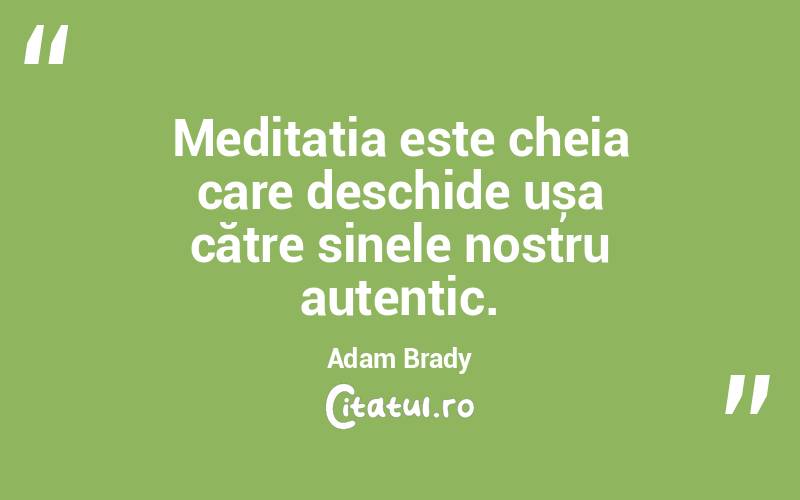 Meditația este cheia care deschide ușa către sinele nostru autentic. Adam Brady
