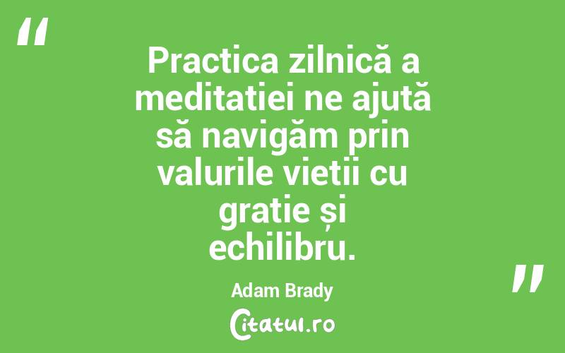 Practica zilnică a meditației ne ajută să navigăm prin valurile vieții cu grație și echilibru. Adam Brady
