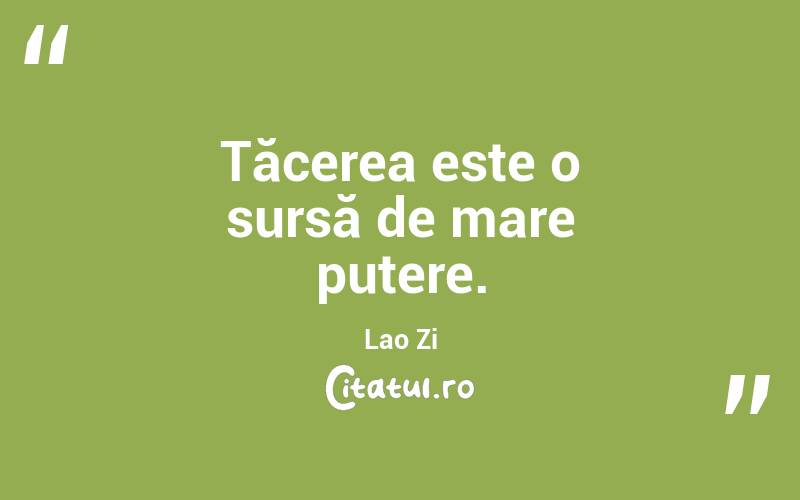 Tăcerea este o sursă de mare putere. Lao Zi
