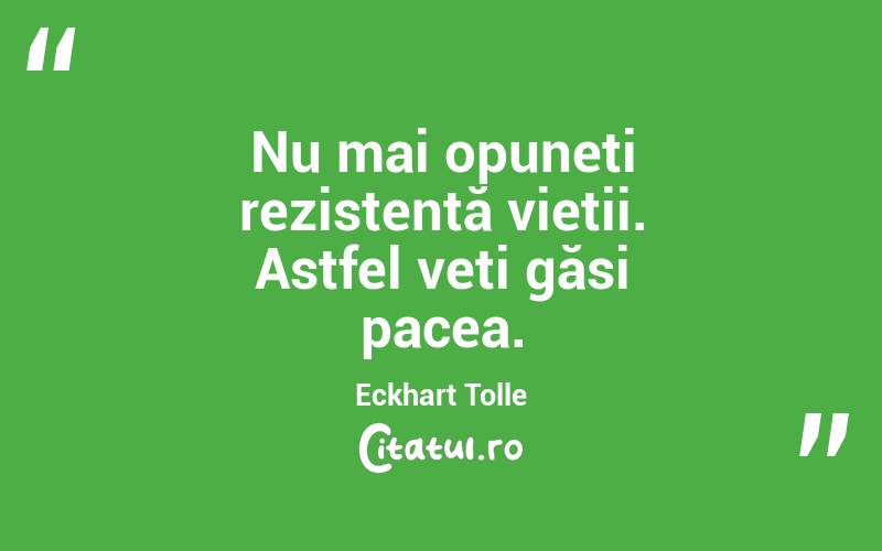  Nu mai opuneți rezistență vieții. Astfel veți găsi pacea. Eckhart Tolle
