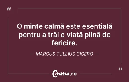 O minte calmă este esențială pentru a... O minte calmă este esențială pentru a...