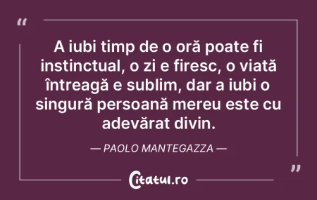 A iubi timp de o oră poate fi instinctu... A iubi timp de o oră poate fi instinctu...