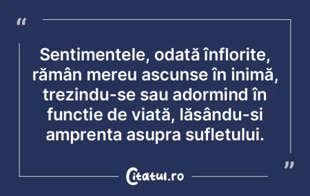 Sentimentele, odată înflorite, rămân... Sentimentele, odată înflorite, rămân...