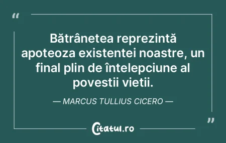 Bătrânețea reprezintă apoteoza exist... Bătrânețea reprezintă apoteoza exist...