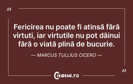 Fericirea nu poate fi atinsă fără vir... Fericirea nu poate fi atinsă fără vir...