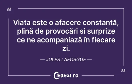 Viața este o afacere constantă, plină...
