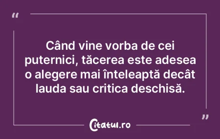 Când vine vorba de cei puternici, tăce... Când vine vorba de cei puternici, tăce...