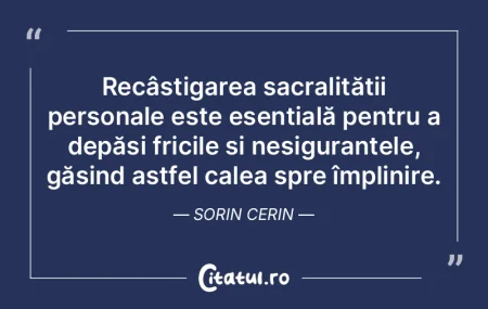 Recâștigarea sacralității personale ... Recâștigarea sacralității personale ...