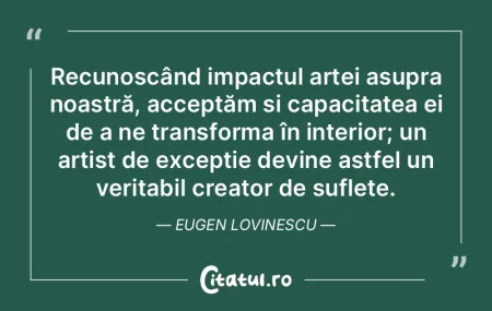 Recunoscând impactul artei asupra noast... Recunoscând impactul artei asupra noast...