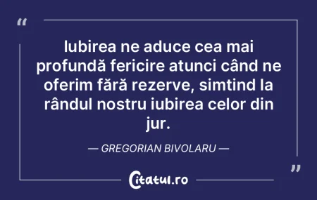 Iubirea ne aduce cea mai profundă feric...