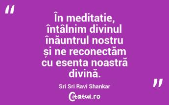 În meditație, întâlnim divinul înăuntrul nostru și ne reconectăm cu esența noastră divină. Sri Sri Ravi Shankar...