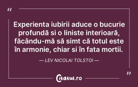 Experiența iubirii aduce o bucurie prof... Experiența iubirii aduce o bucurie prof...