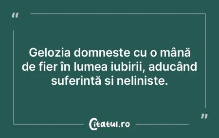 Gelozia domnește cu o mână de fier î...