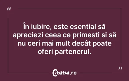 În iubire, este esențial să apreciezi... În iubire, este esențial să apreciezi...