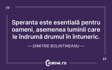 Speranța este esențială pentru oameni...